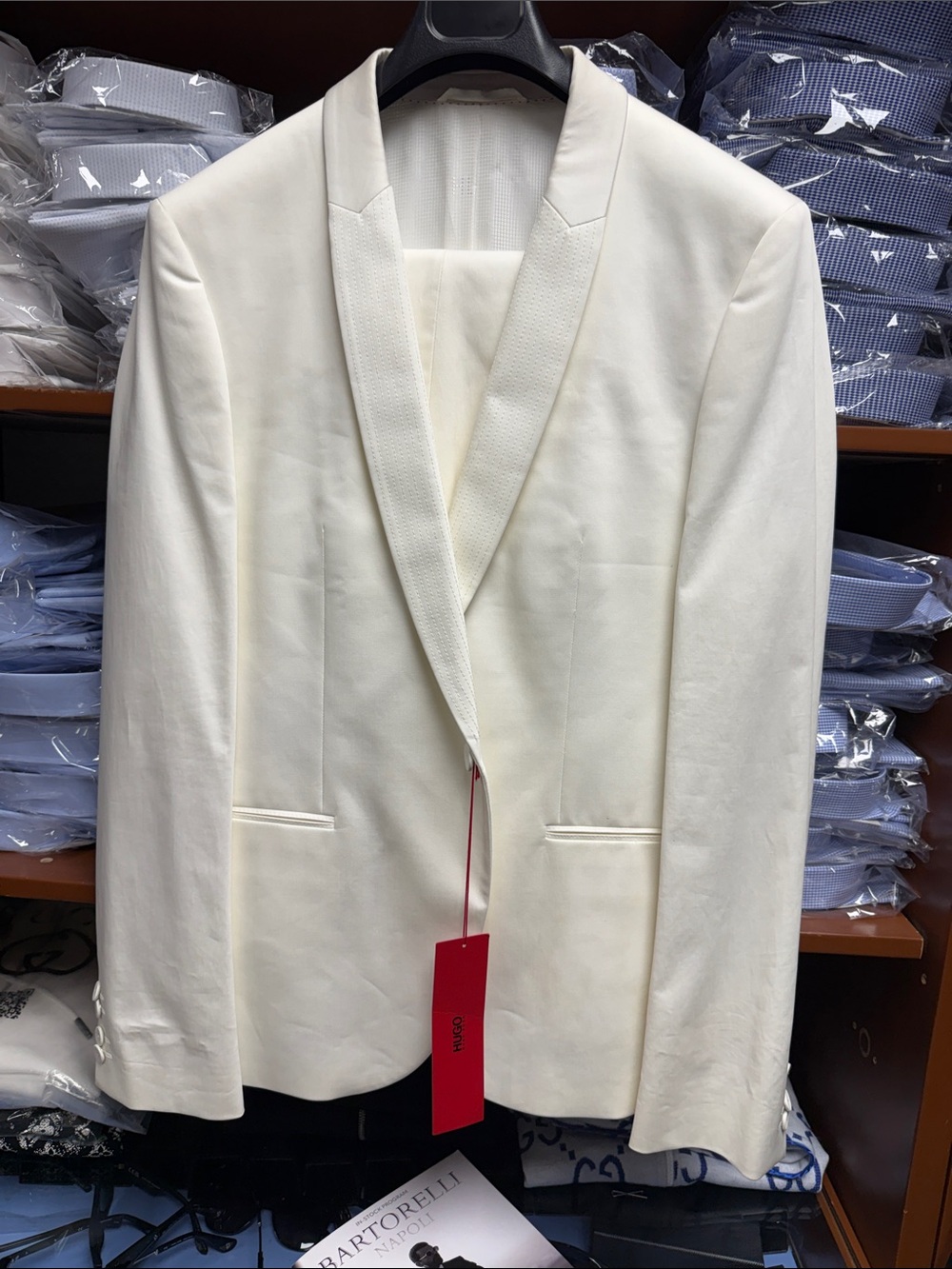 Hugo Boss Cream Shawl Collar Tuxedo Jacket and trouser .